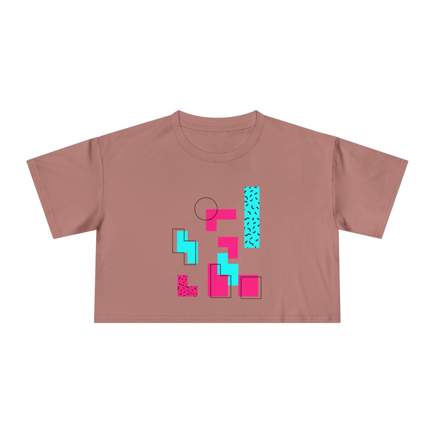 Retro Geometric Crop Tee — 80s Memphis Pattern Women's Top