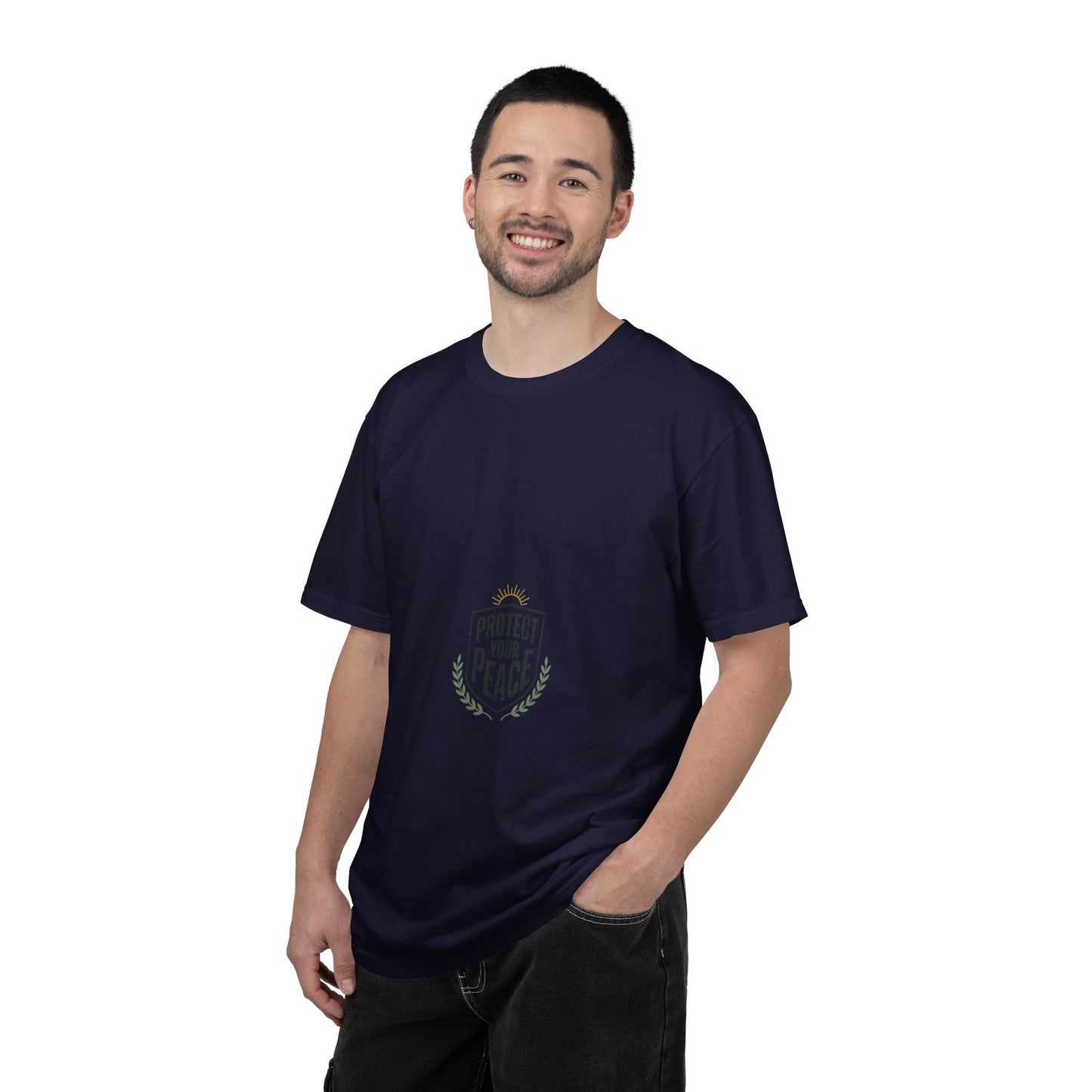 Protect Your Peace T-Shirt — Minimal Shield Graphic, Inspirational Casual Tee