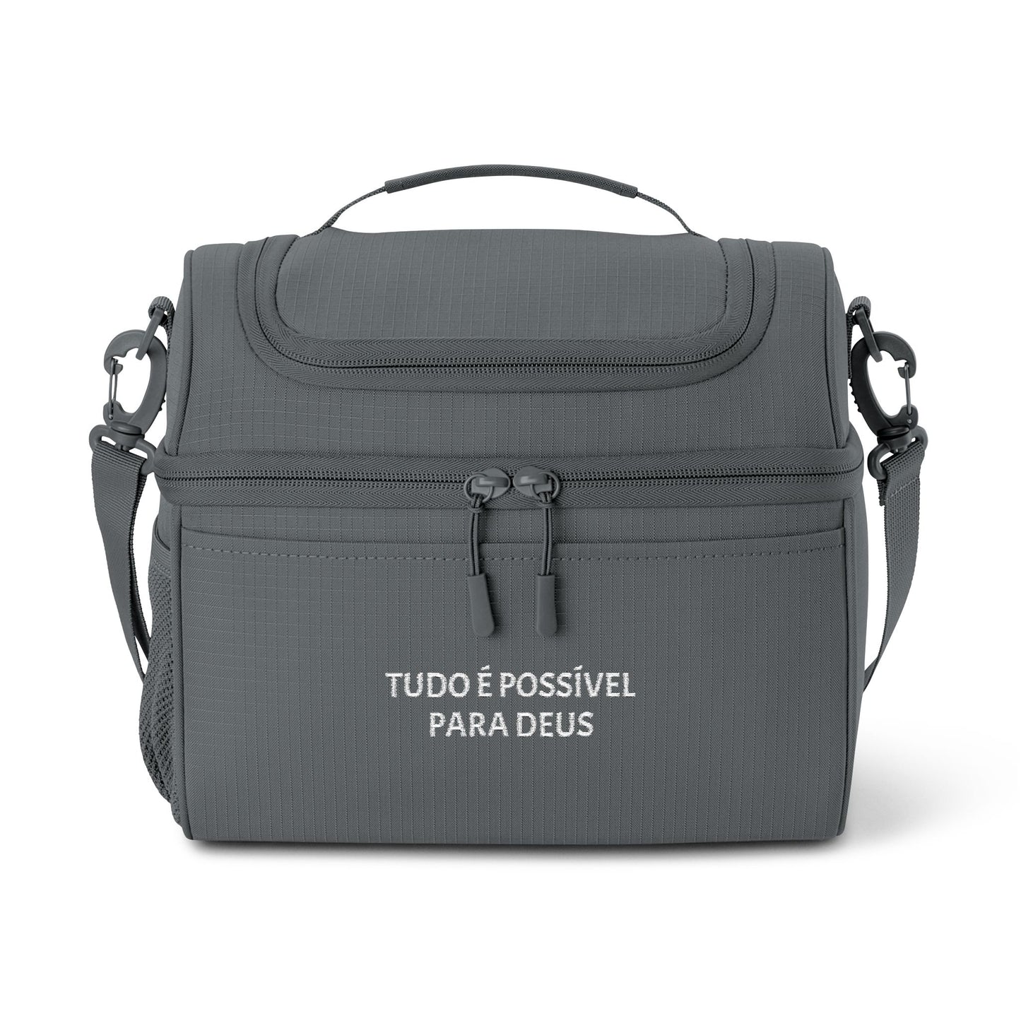 Bolsa Térmica Bordada – "Tudo é Possível para Deus"