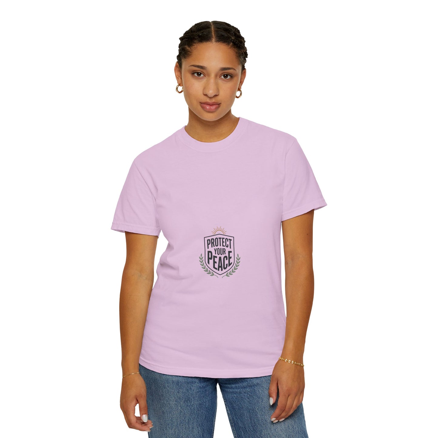 Protect Your Peace T-Shirt — Minimal Shield Graphic, Inspirational Casual Tee