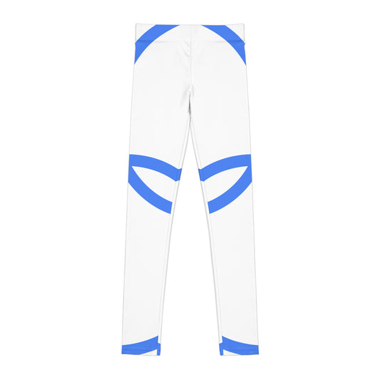 Minimal Blue Arc Pattern Youth Leggings — All-Over Print