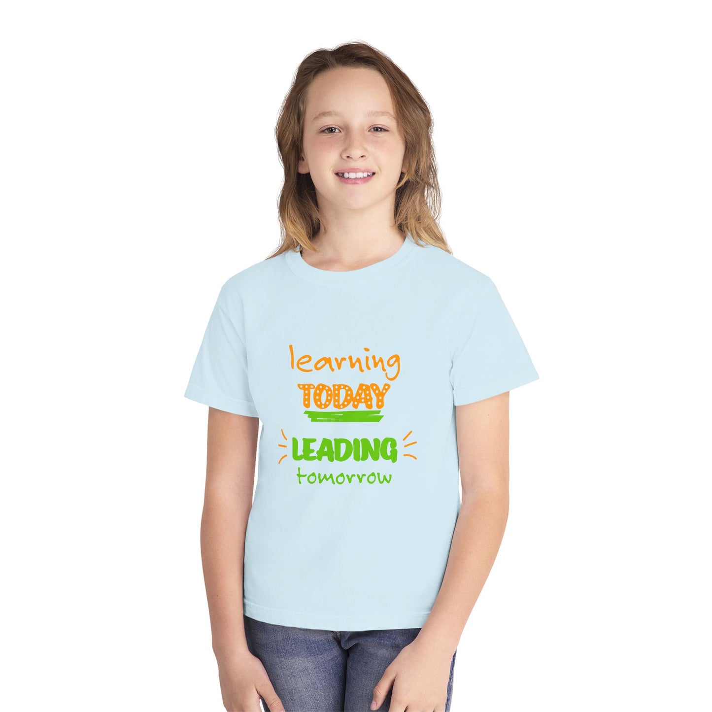 Youth Tee — "Learning Today, Leading Tomorrow" Inspirational School Shirt