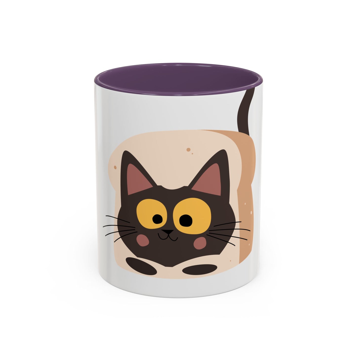Cat in Toast Accent Coffee Mug – Cute Black Cat Breakfast Mug (11/15oz)