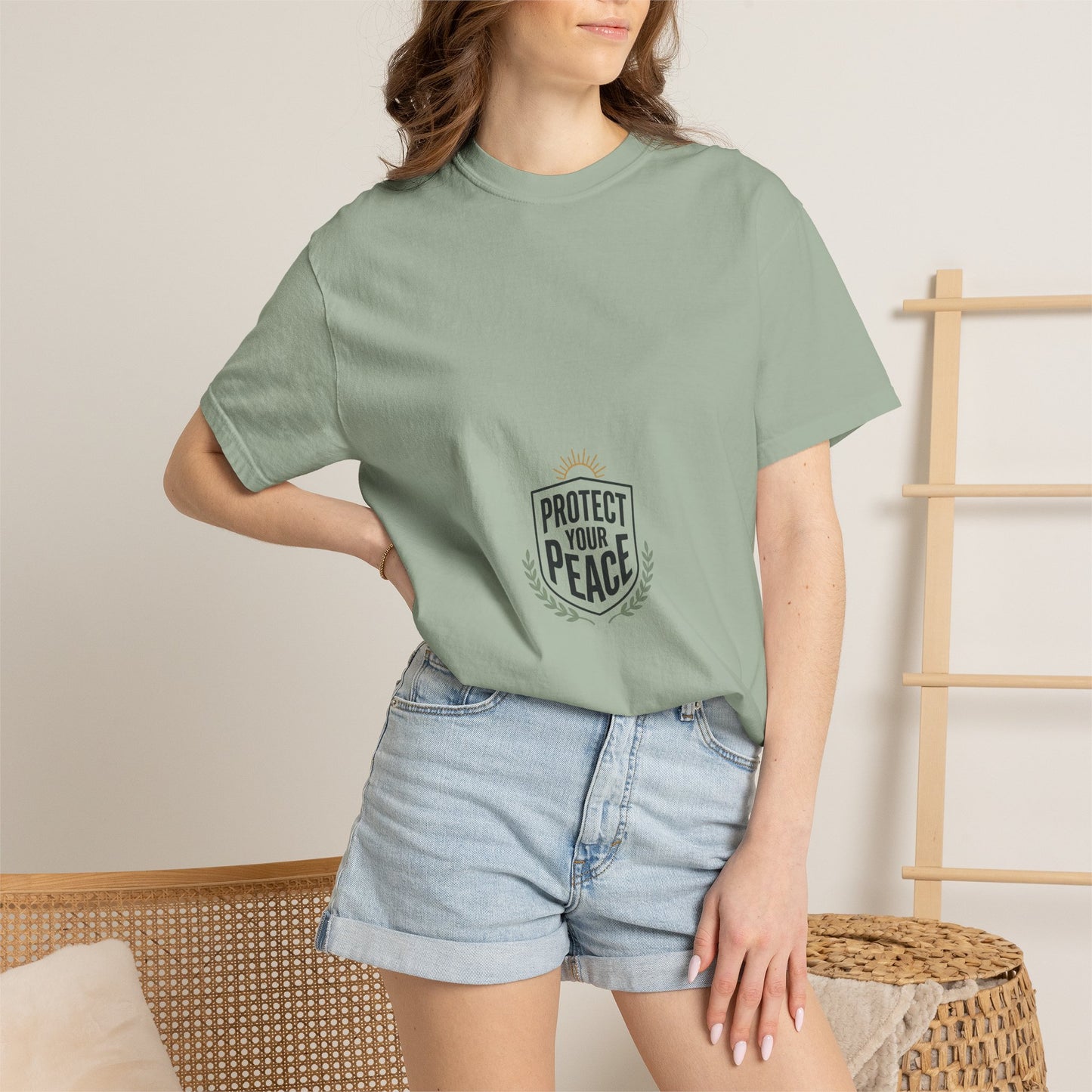 Protect Your Peace T-Shirt — Minimal Shield Graphic, Inspirational Casual Tee