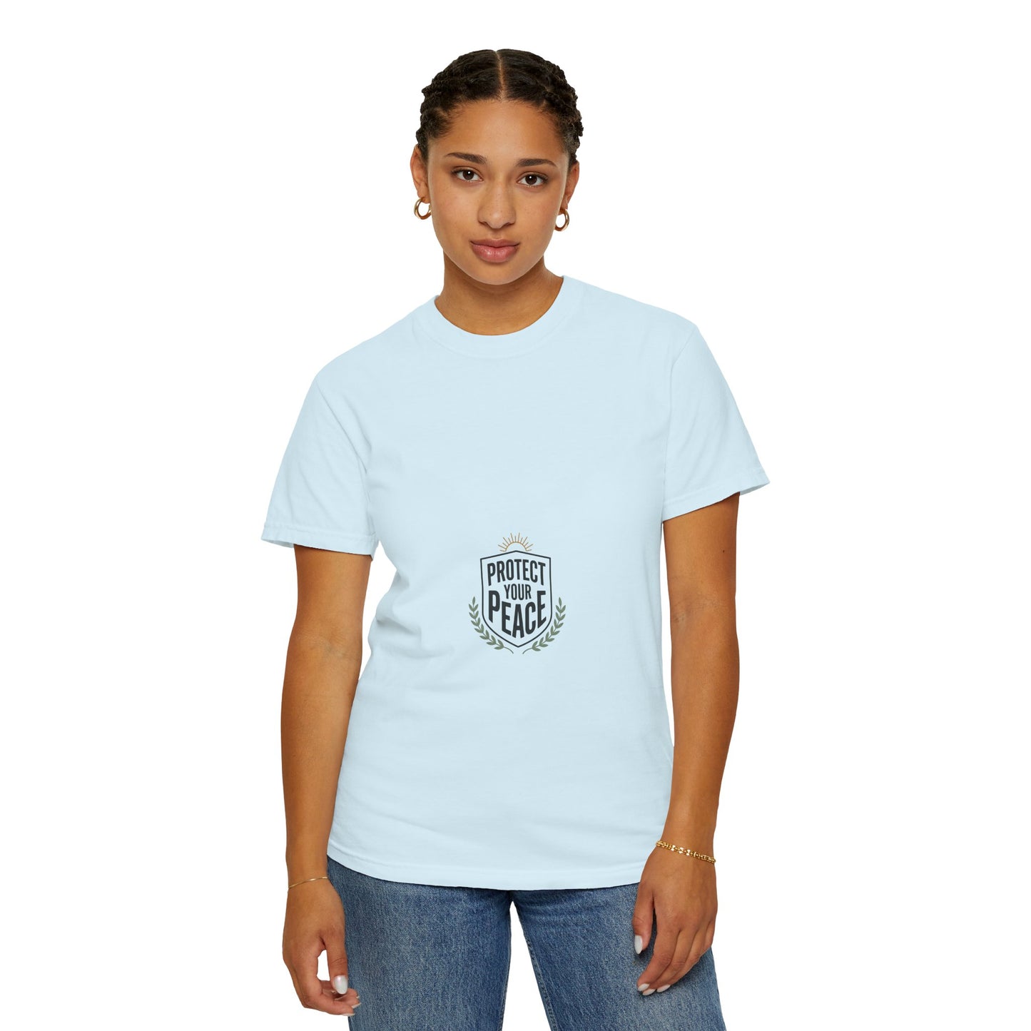 Protect Your Peace T-Shirt — Minimal Shield Graphic, Inspirational Casual Tee