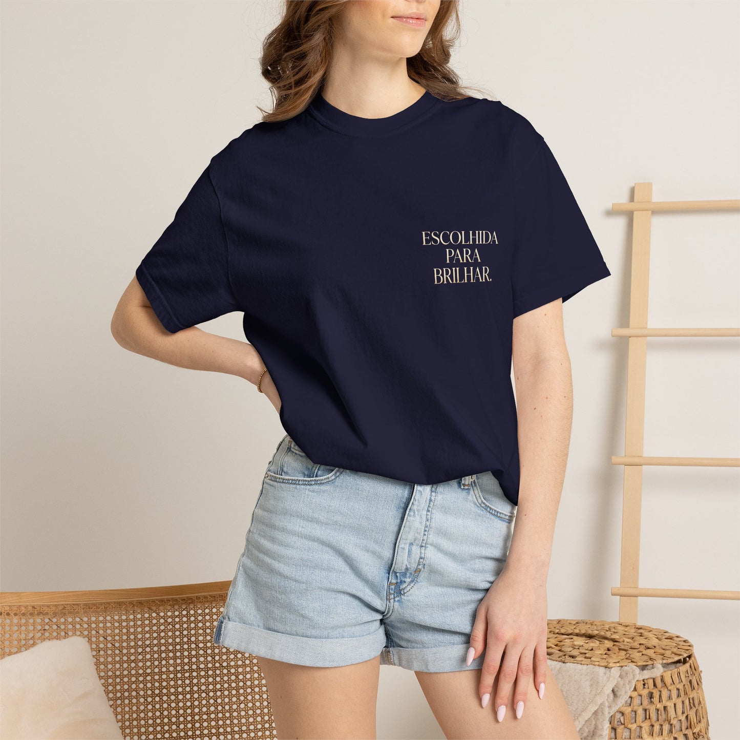 T-shirt tingida em peça "Escolhida Para Brilhar"