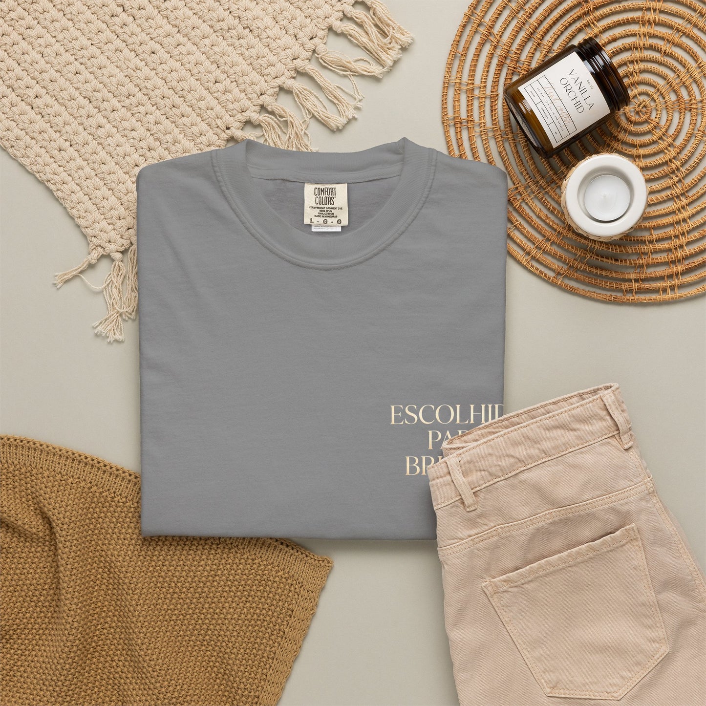 T-shirt tingida em peça "Escolhida Para Brilhar"