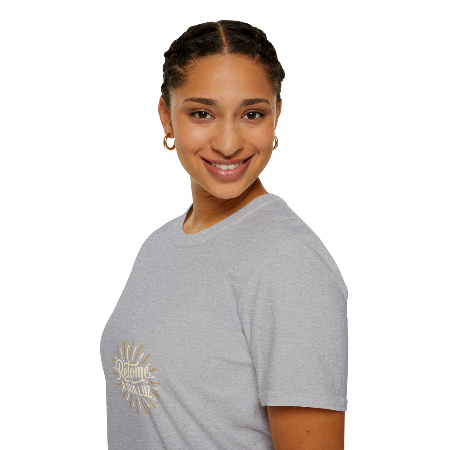 Camiseta — "Retome a sua luz" (Estampa Sunburst)