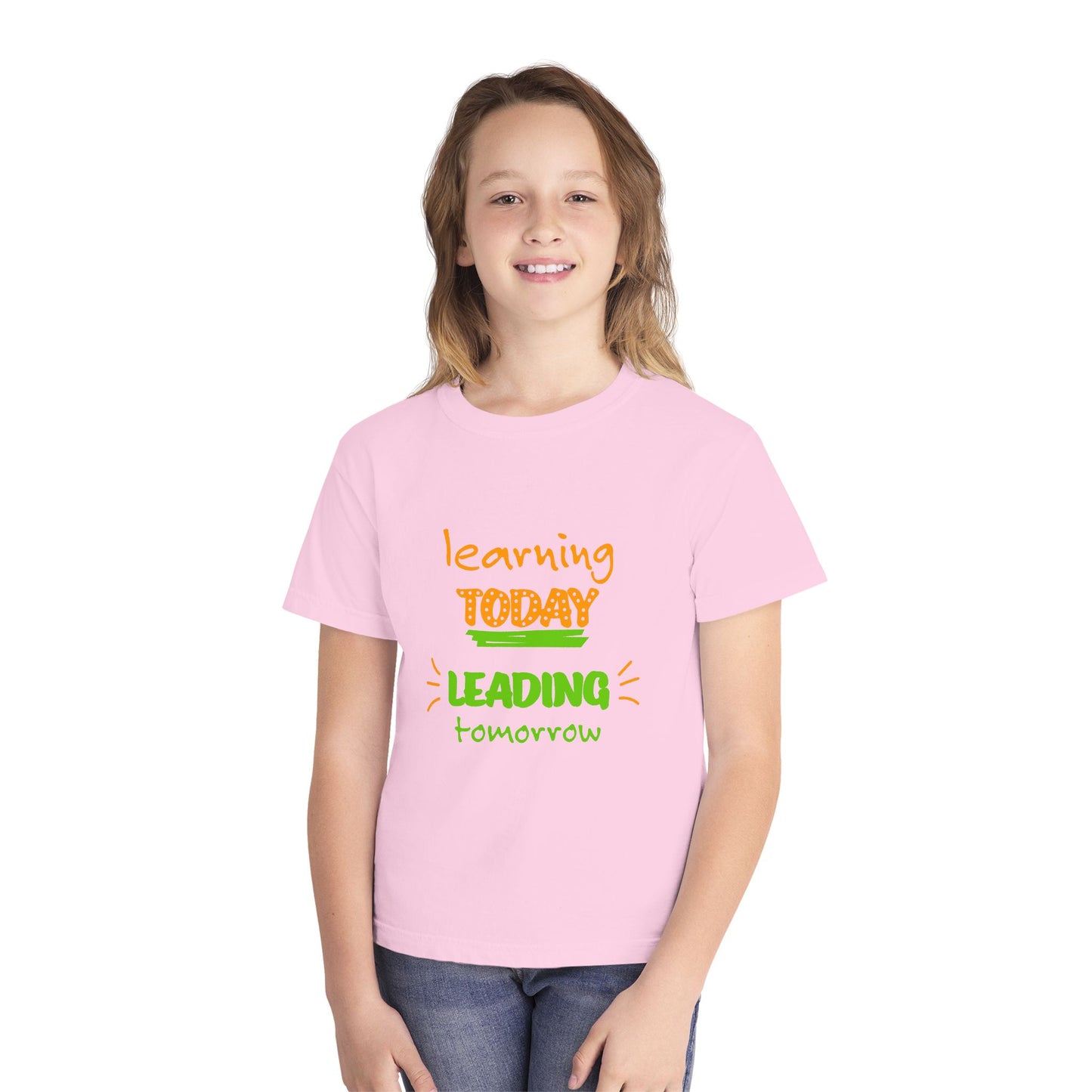 Youth Tee — "Learning Today, Leading Tomorrow" Inspirational School Shirt