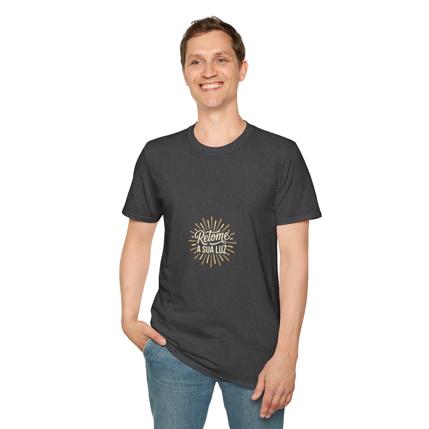 Camiseta — "Retome a sua luz" (Estampa Sunburst)