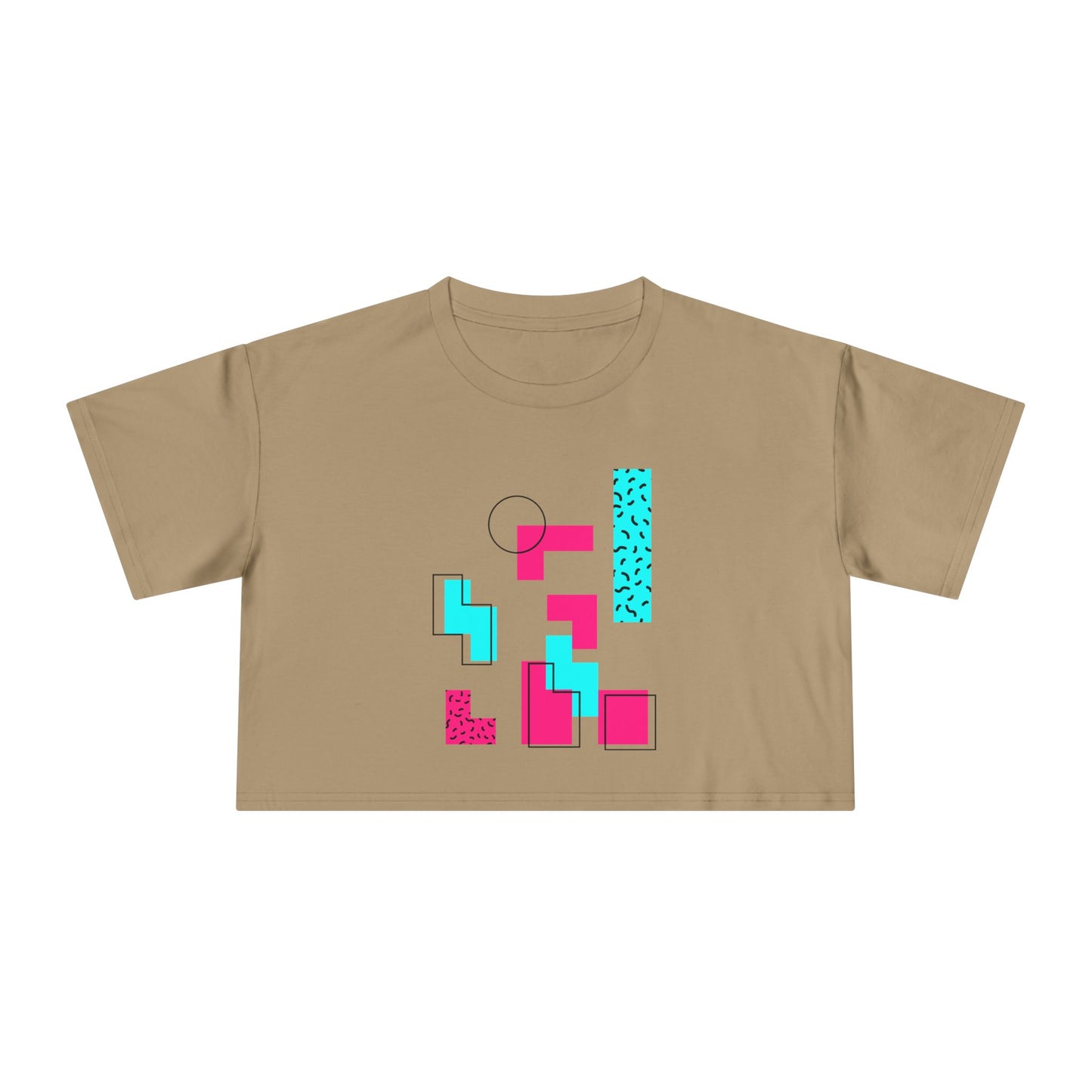 Retro Geometric Crop Tee — 80s Memphis Pattern Women's Top