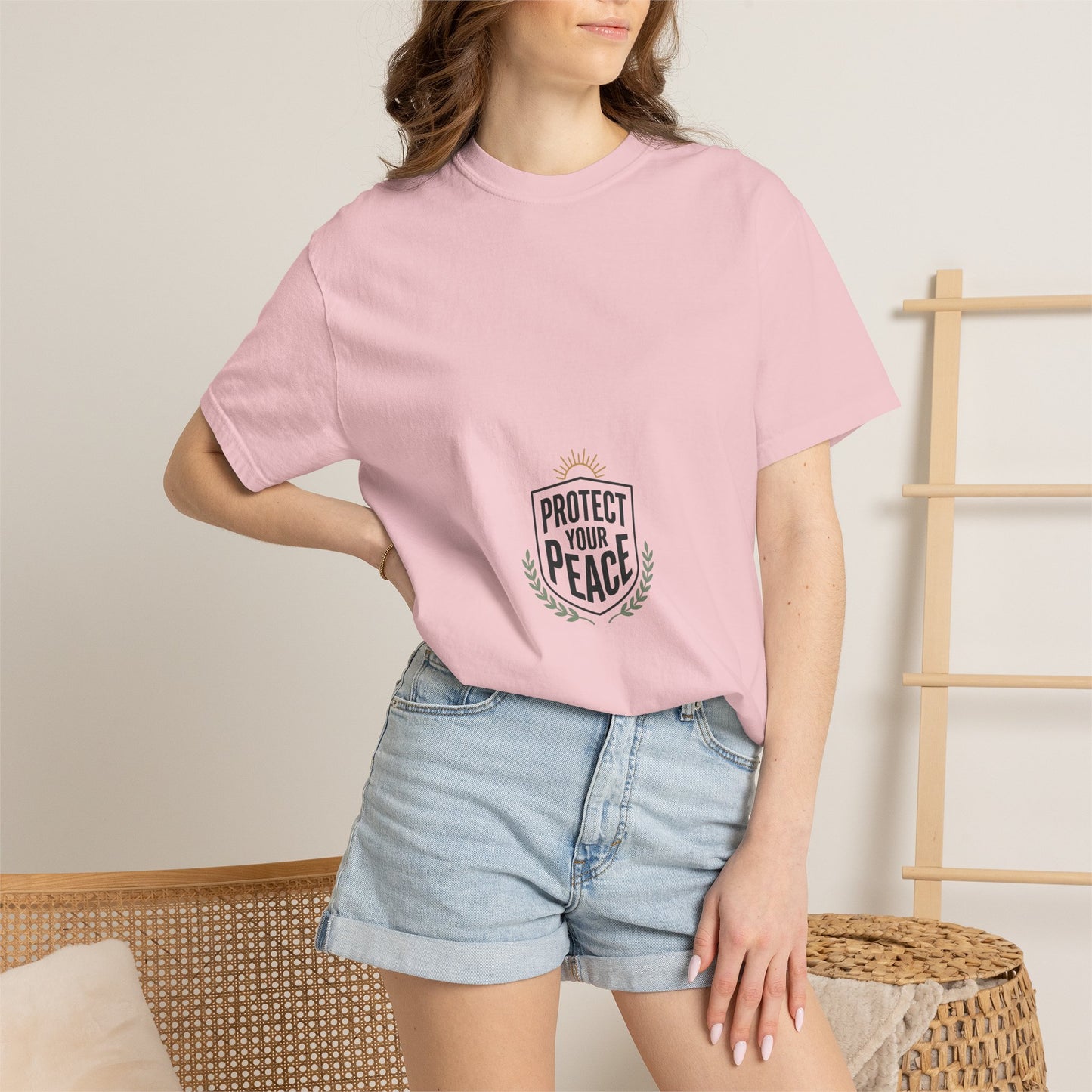Protect Your Peace T-Shirt — Minimal Shield Graphic, Inspirational Casual Tee