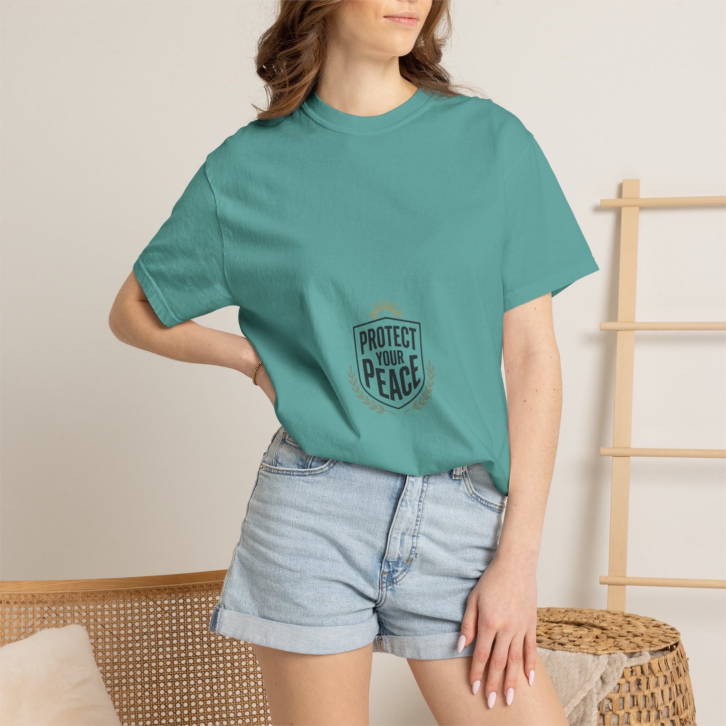 Protect Your Peace T-Shirt — Minimal Shield Graphic, Inspirational Casual Tee