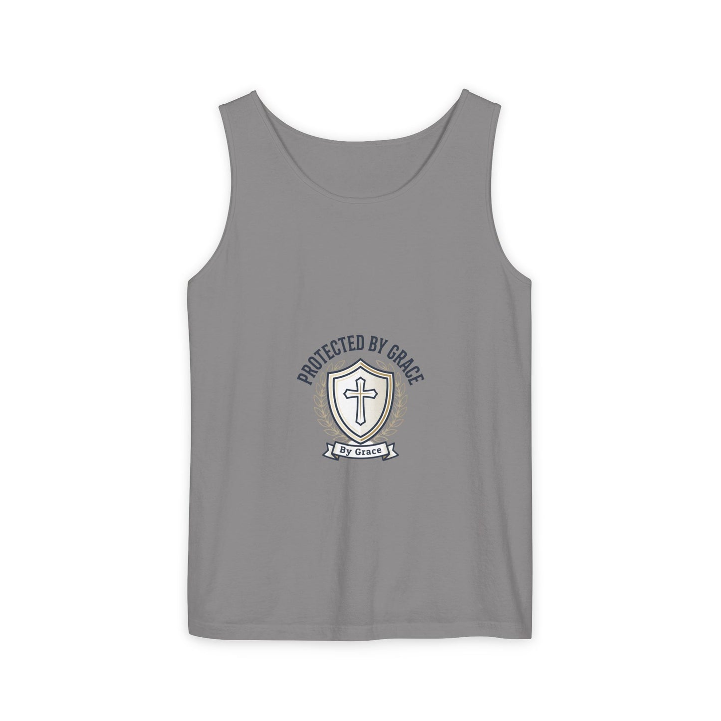 Protected by Grace Cross Tank Top — Christian Faith Graphic