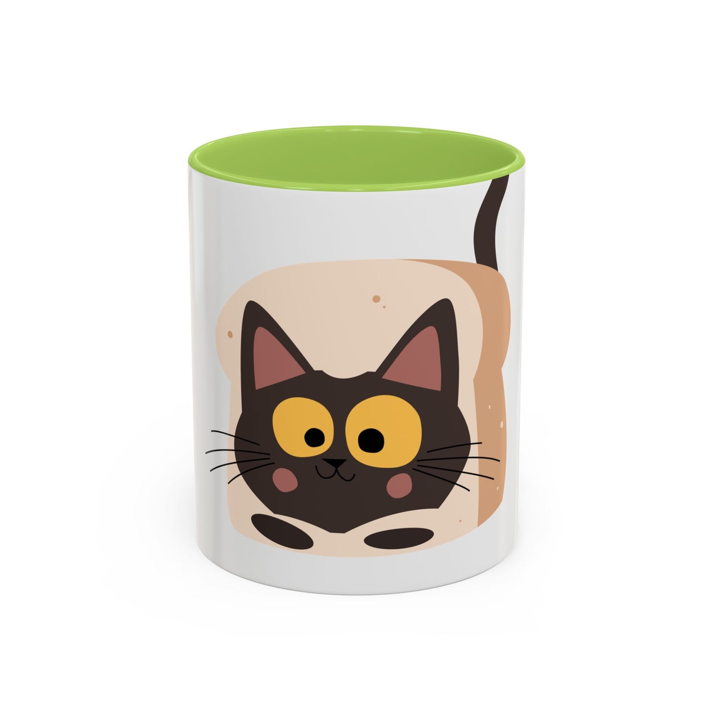 Cat in Toast Accent Coffee Mug – Cute Black Cat Breakfast Mug (11/15oz)