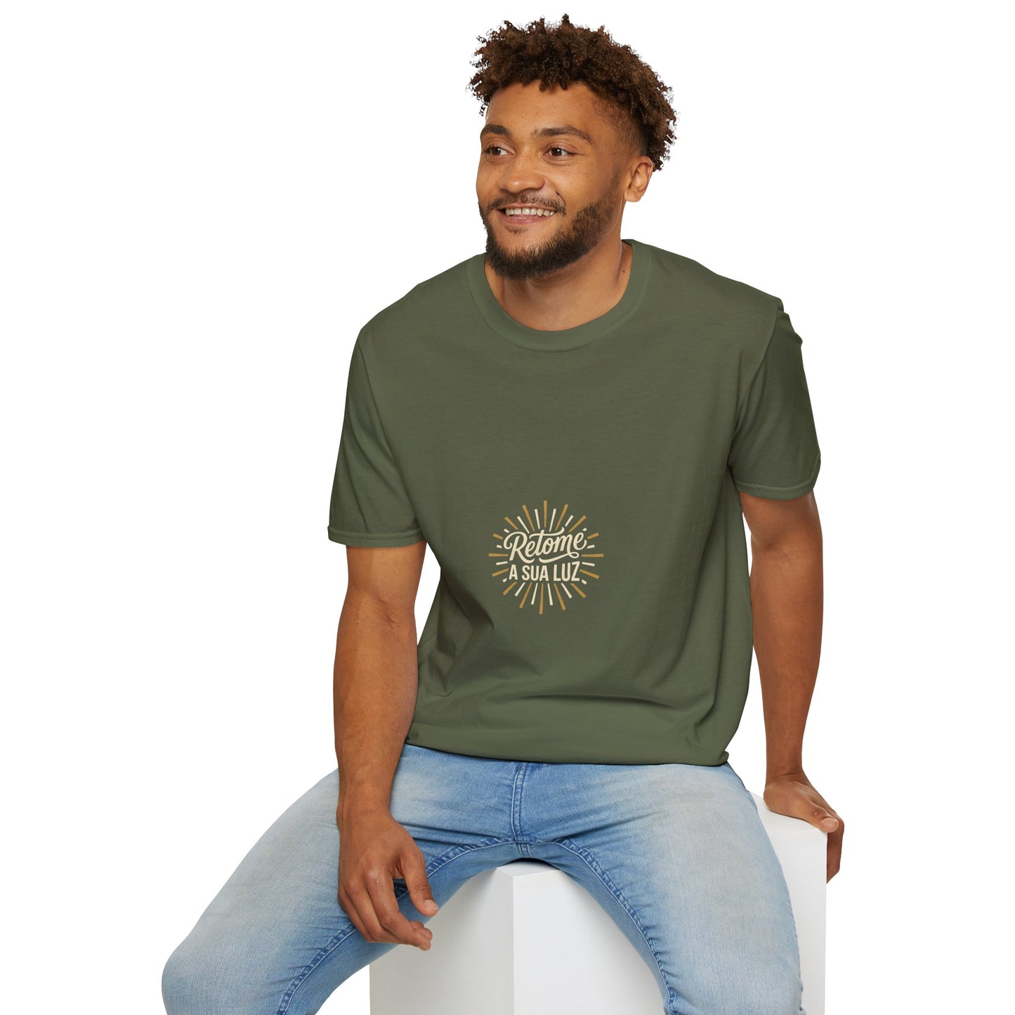 Camiseta — "Retome a sua luz" (Estampa Sunburst)