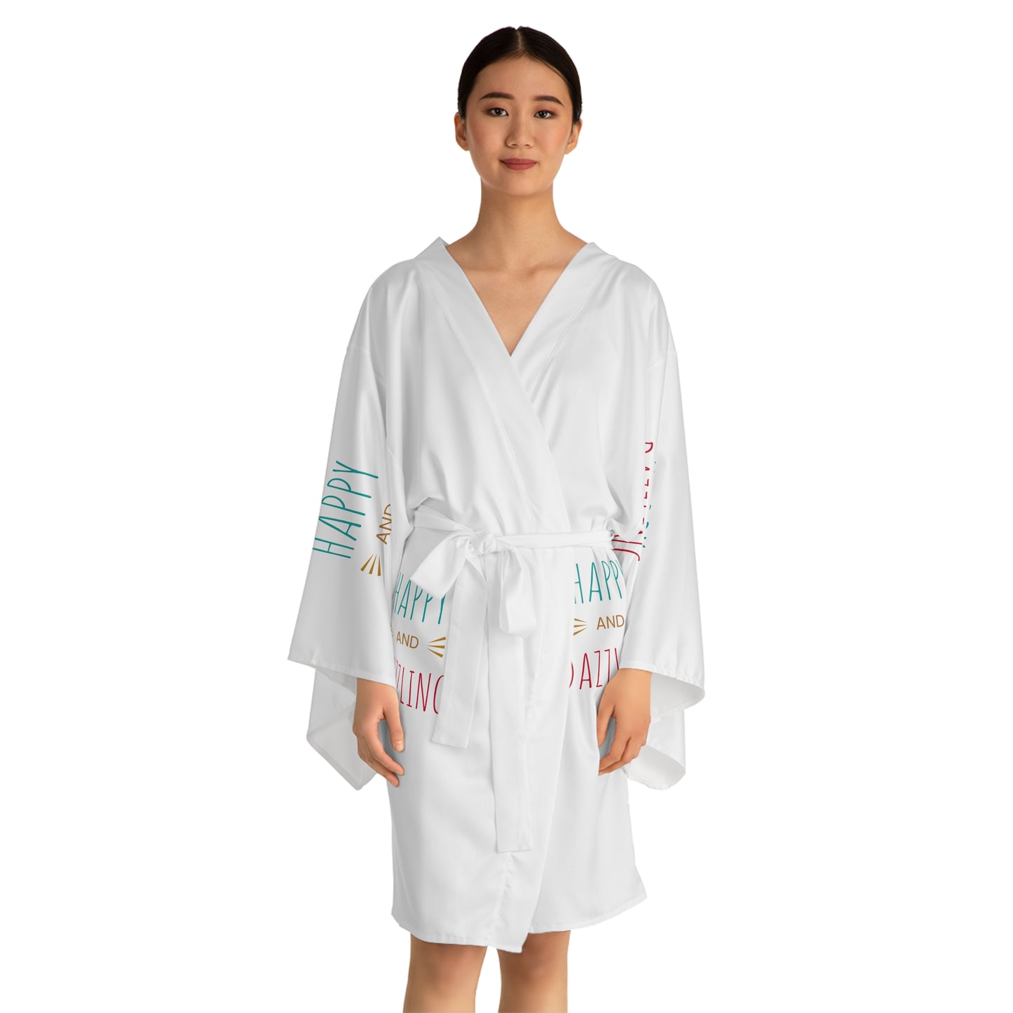 Kimono Robe — "Happy and Dazzling" Lightweight Long-Sleeve Lounge Wrap