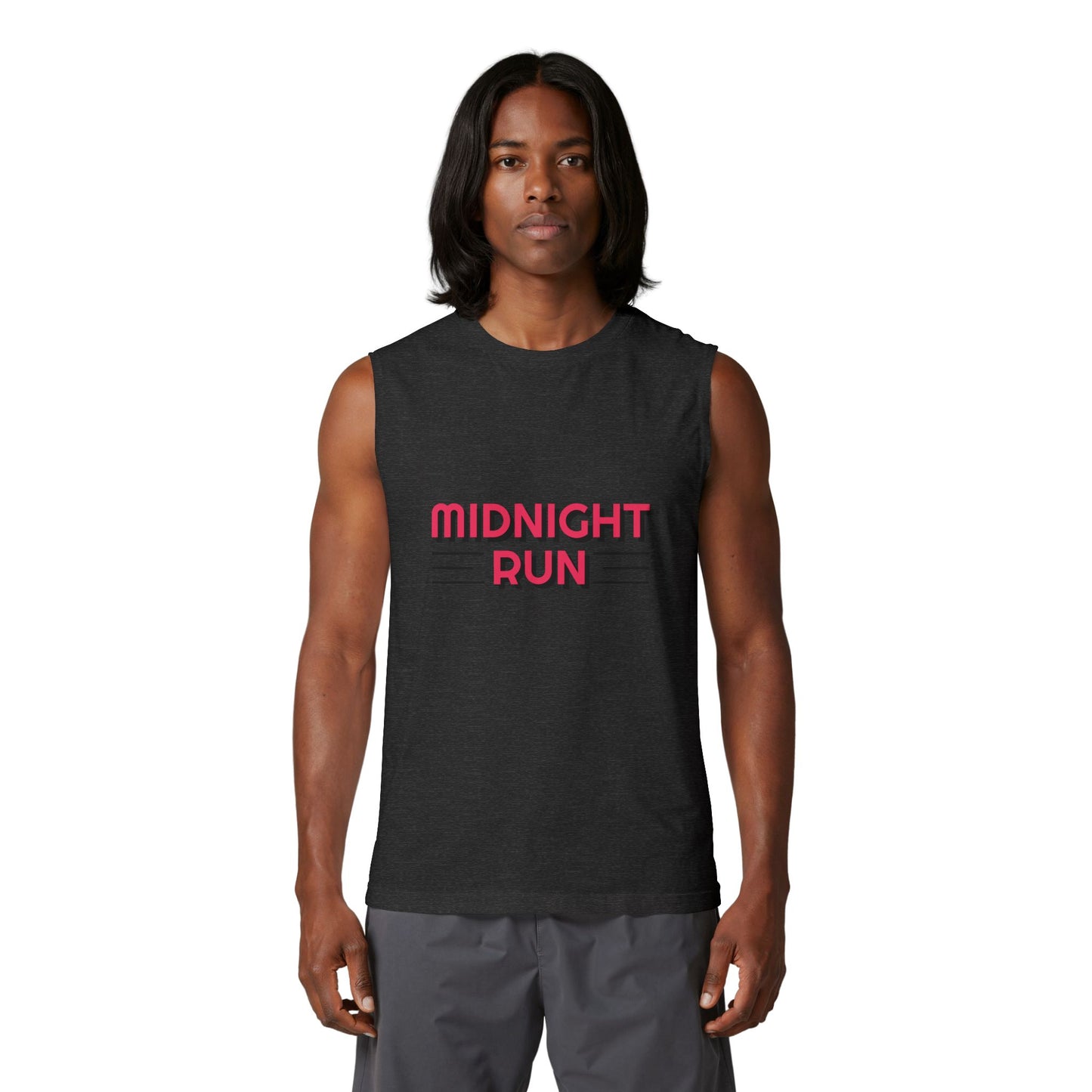Midnight Run Muscle Tank — Retro Neon Running Tank Top