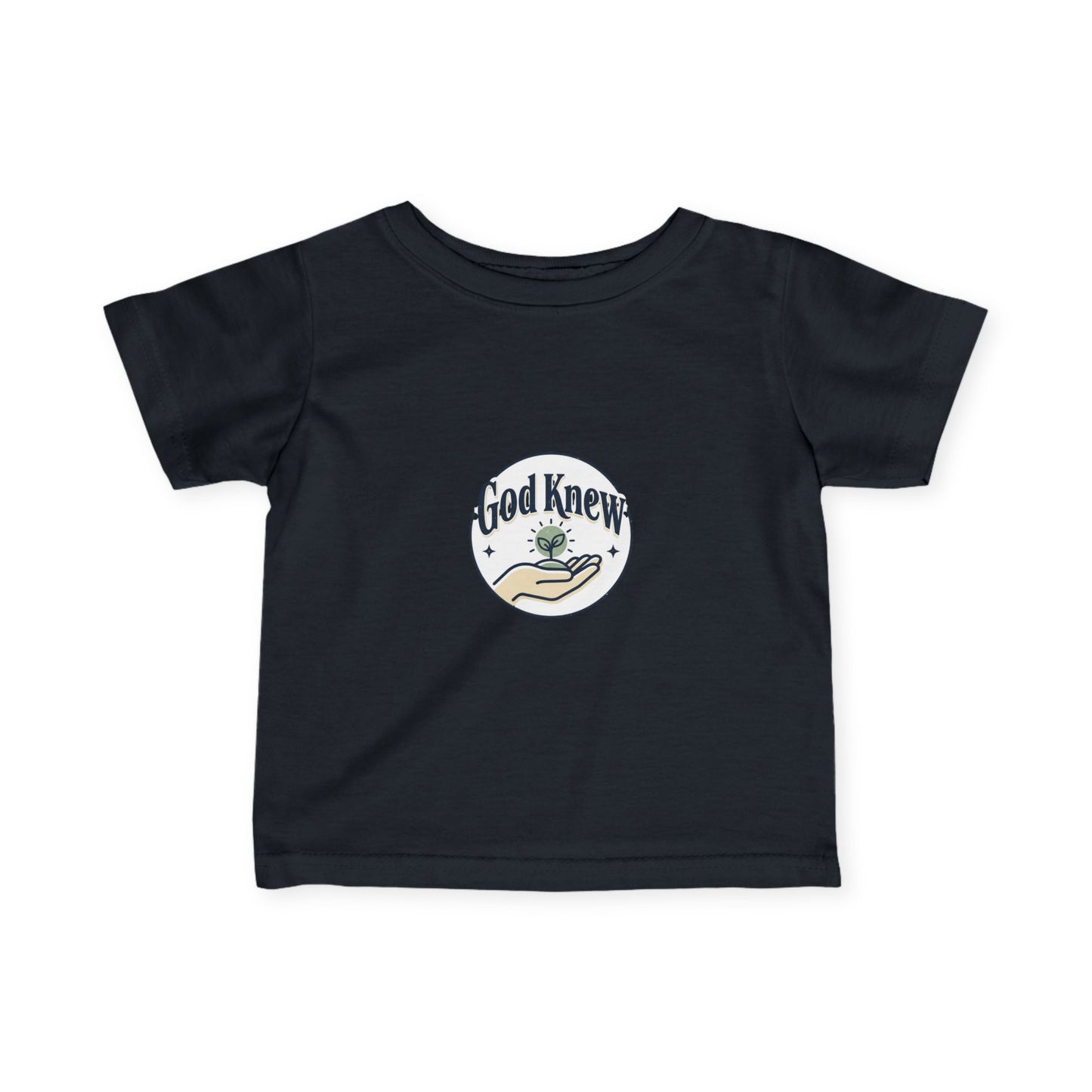 Infant Tee — "God Knew" Hand & Seedling Baby Shirt (Christian Newborn Gift)