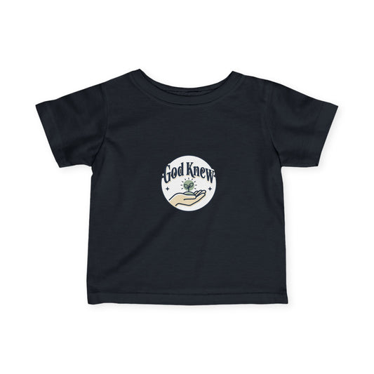 Infant Tee — "God Knew" Hand & Seedling Baby Shirt (Christian Newborn Gift)