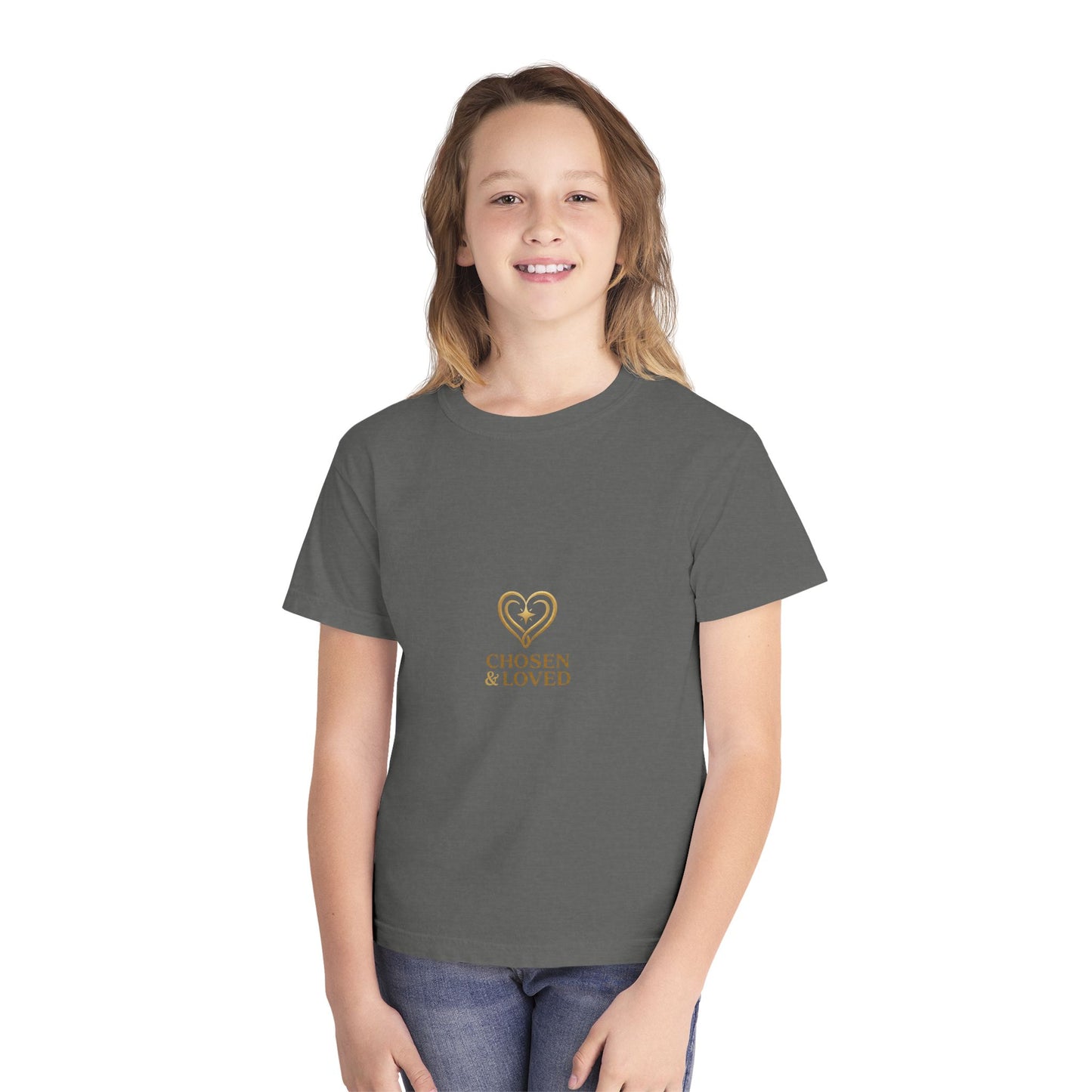 Youth Tee - "Chosen & Loved" Heart Design (Christian Inspirational)