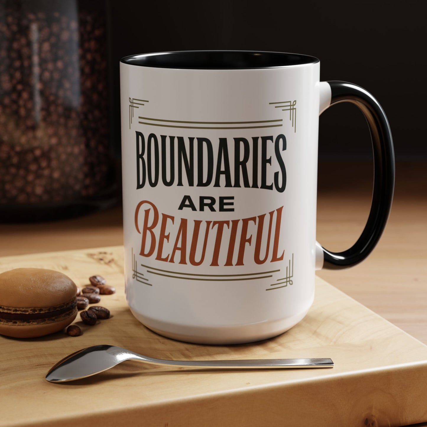 Boundaries Are Beautiful Accent Coffee Mug — Inspirational Self-Care Coffee Cup (11/15oz)