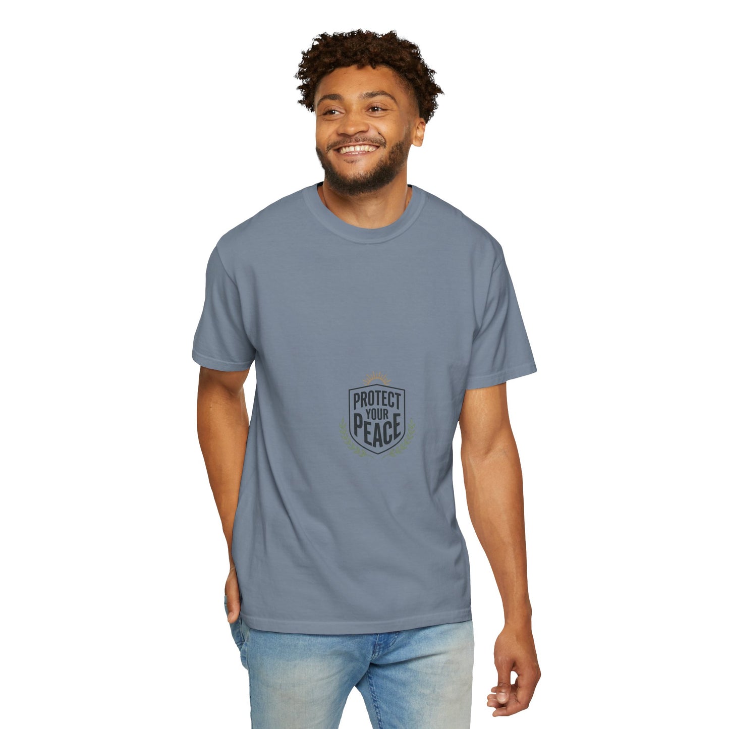 Protect Your Peace T-Shirt — Minimal Shield Graphic, Inspirational Casual Tee