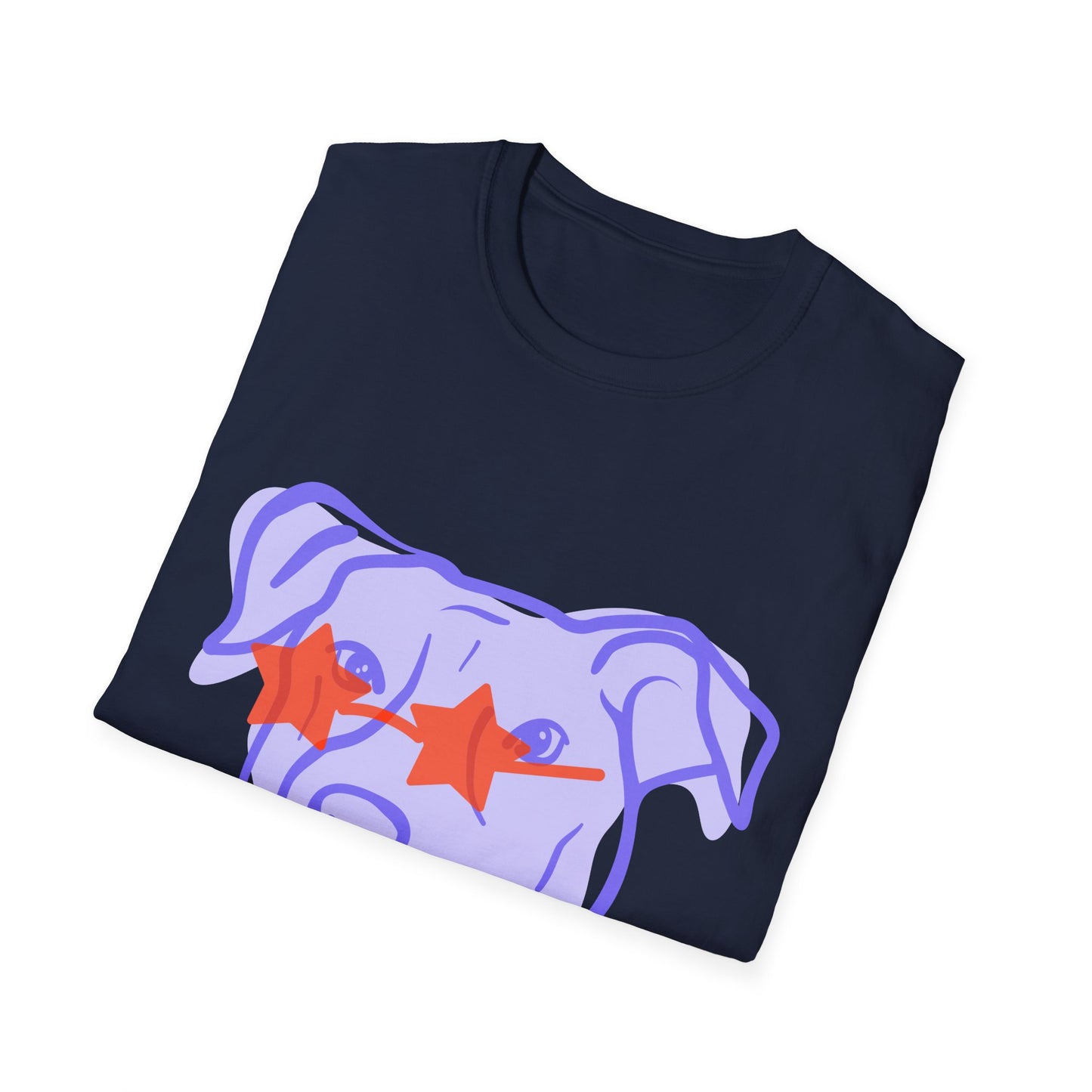 Dog Face T-Shirt — Playful Purple Pup with Star Sunglasses Graphic