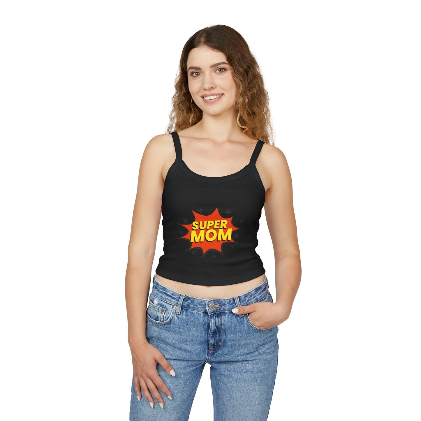 Super Mom Spaghetti Strap Tank Top – Comic-Style Mother's Day Gift
