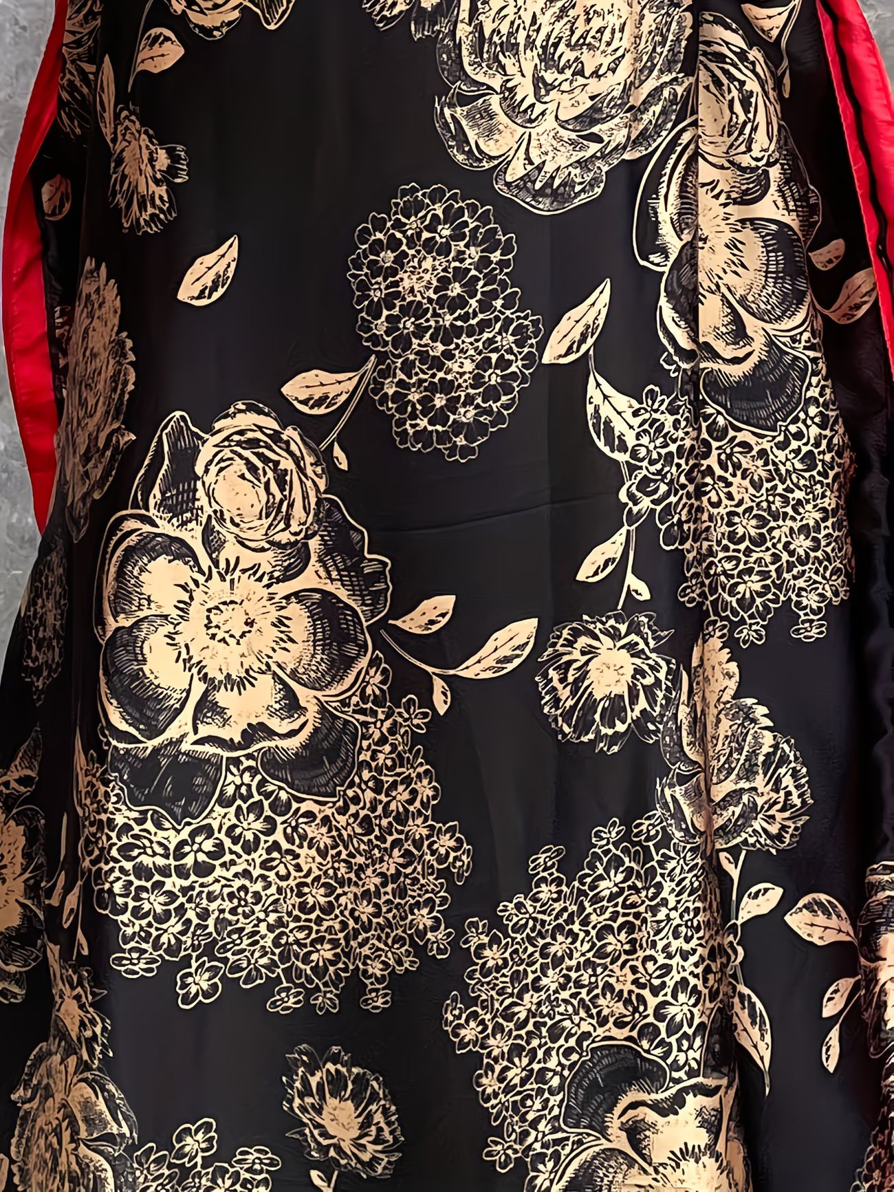 Elegant Plus Size Kaftan Abaya Set with Scarf | Artistic Print Modest Dress for Everyday Modern Style