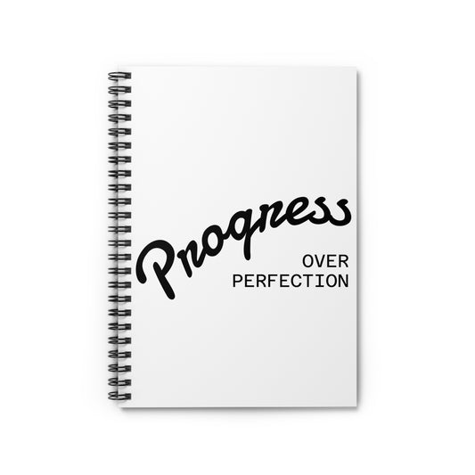 Progress Over Perfection Spiral Notebook — Ruled Inspirational Journal