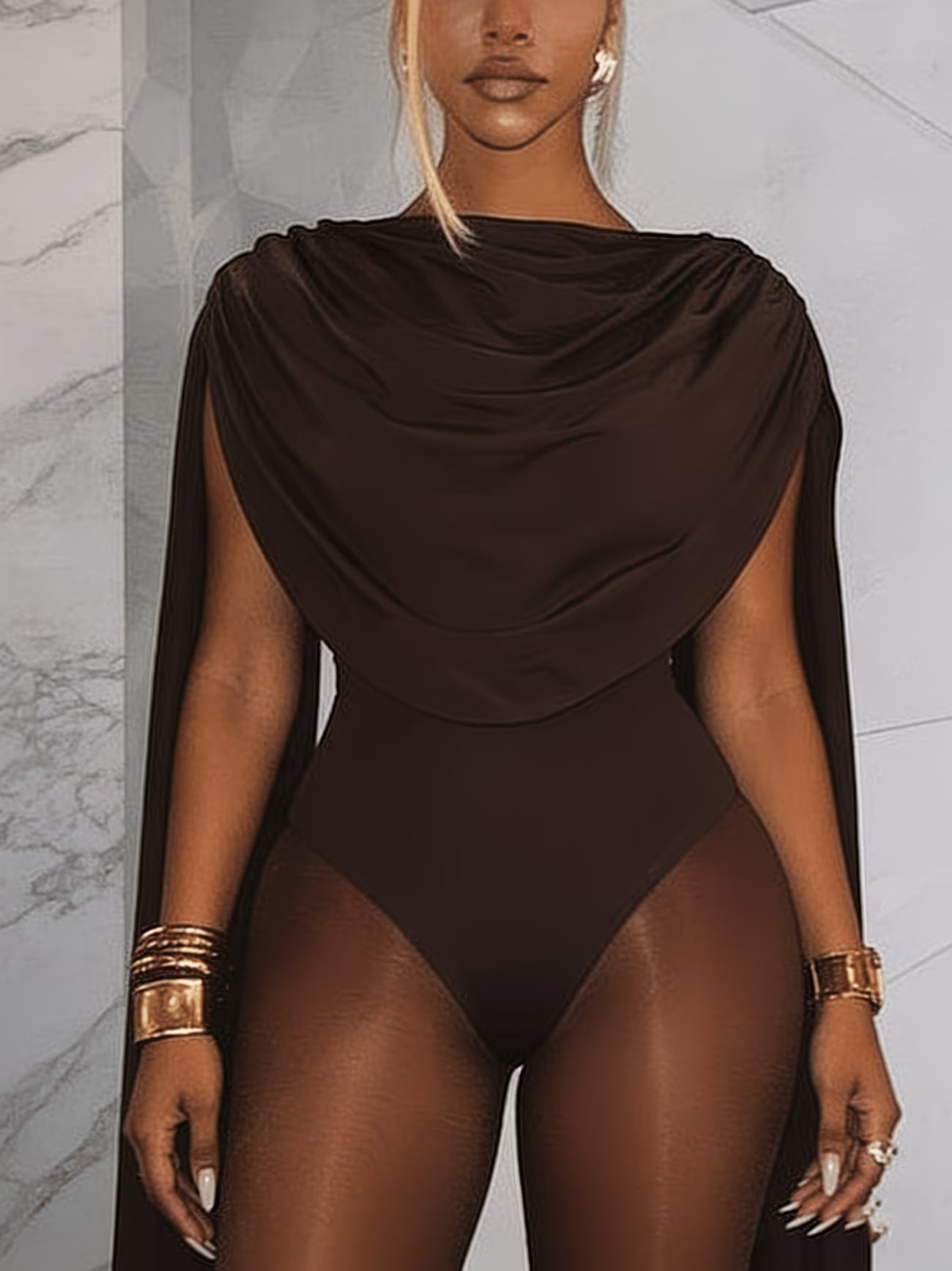 SculptChic™ Long Sleeve Bodysuit | Slim Fit Bodycon Top with Designer Neckline