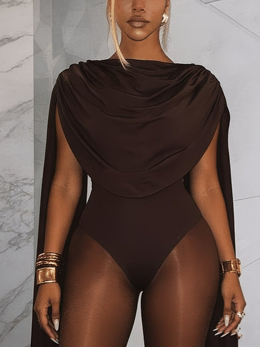 SculptChic™ Long Sleeve Bodysuit | Slim Fit Bodycon Top with Designer Neckline