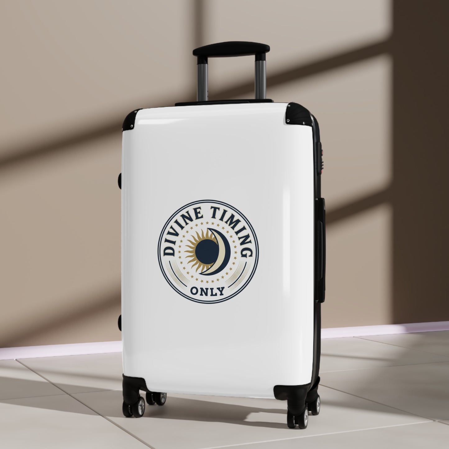 Carry-On Suitcase — 'Divine Timing Only' Moon & Sun Travel Luggage