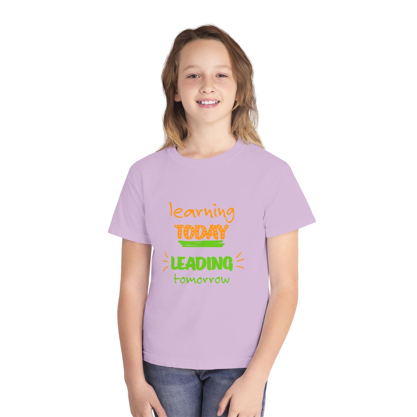 Youth Tee — "Learning Today, Leading Tomorrow" Inspirational School Shirt
