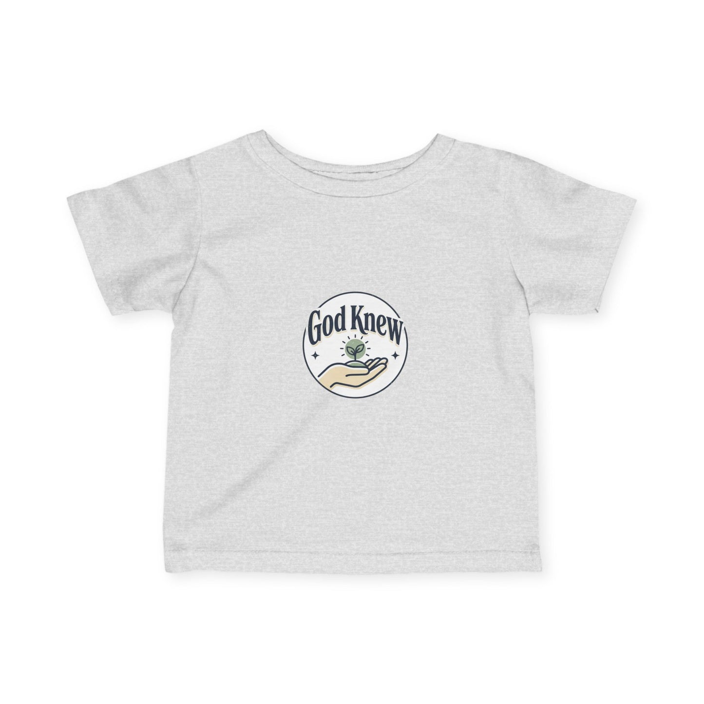 Infant Tee — "God Knew" Hand & Seedling Baby Shirt (Christian Newborn Gift)