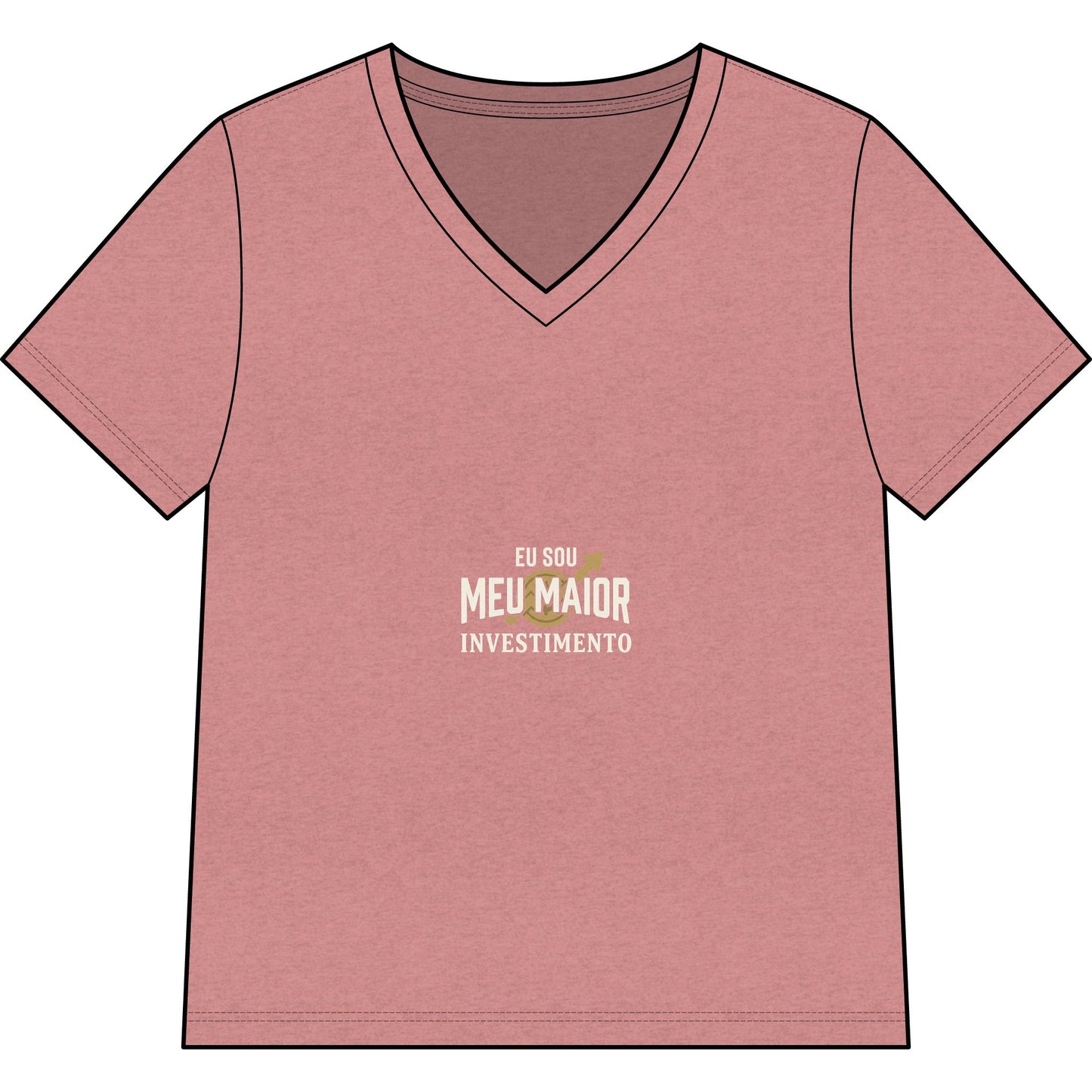 Camiseta Gola V — Top Inspirador Feminino "Eu Sou Meu Maior Investimento"