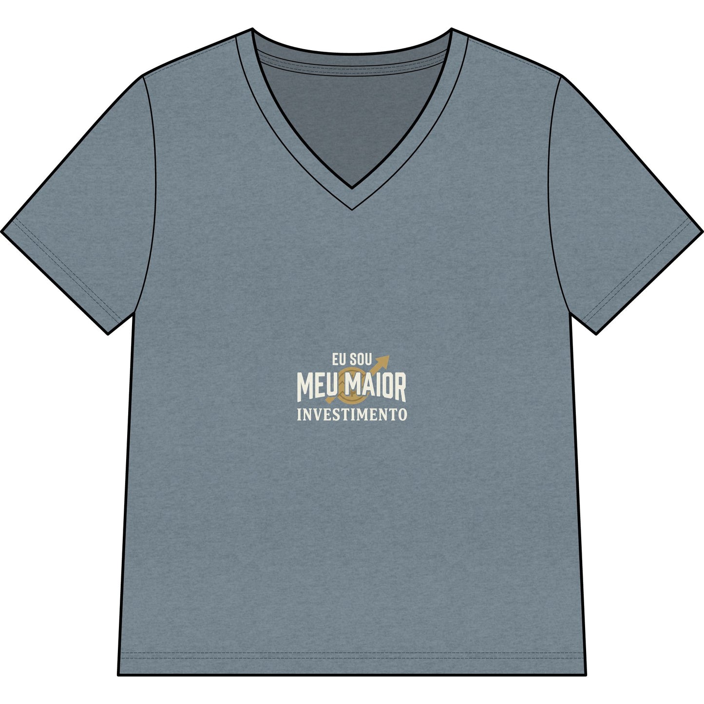 Camiseta Gola V — Top Inspirador Feminino "Eu Sou Meu Maior Investimento"