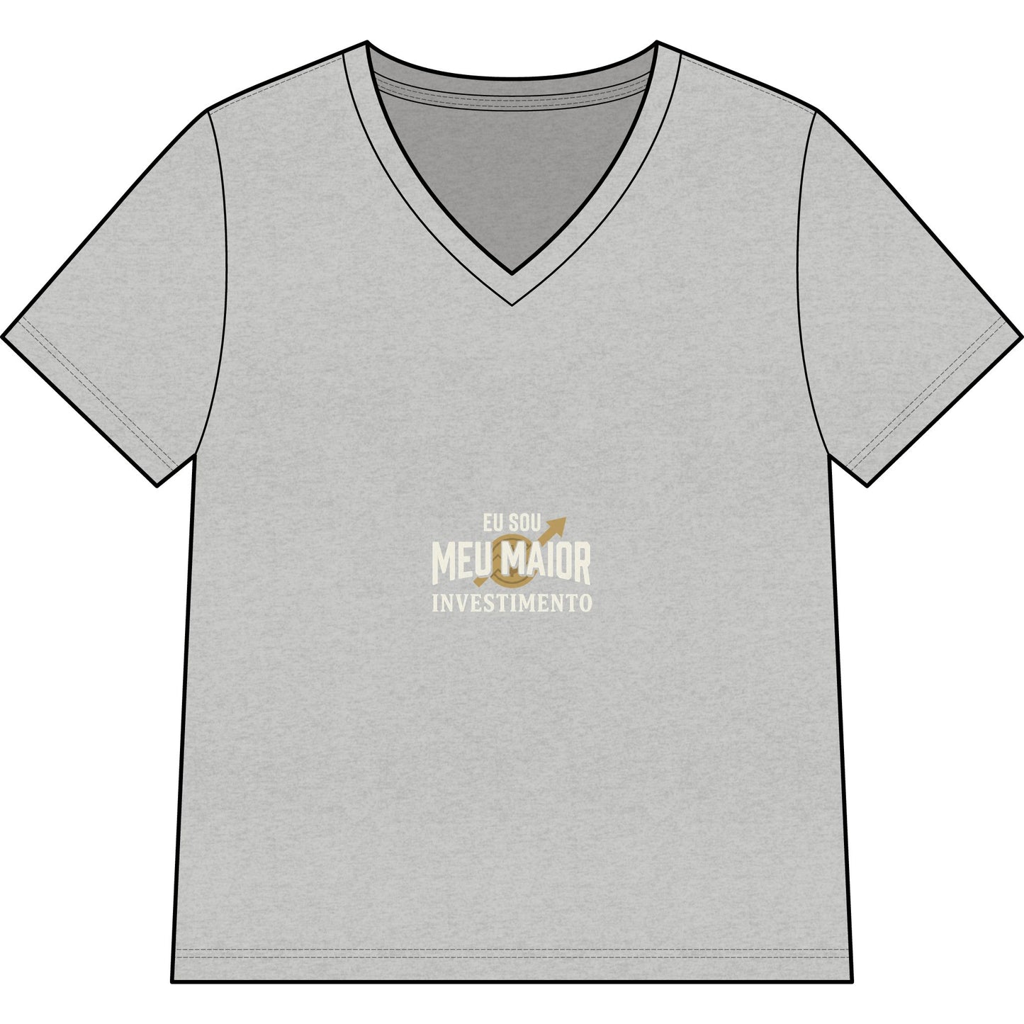 Camiseta Gola V — Top Inspirador Feminino "Eu Sou Meu Maior Investimento"