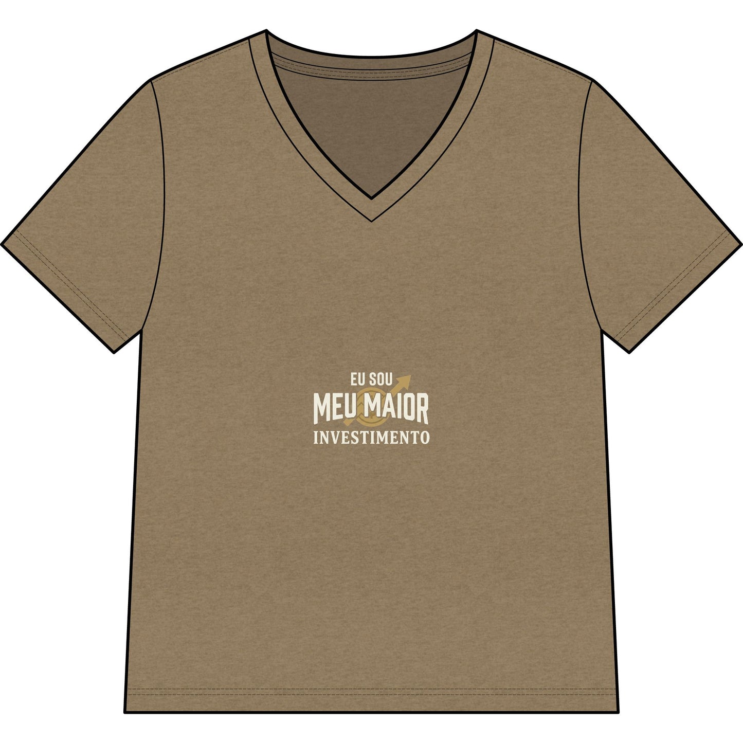 Camiseta Gola V — Top Inspirador Feminino "Eu Sou Meu Maior Investimento"