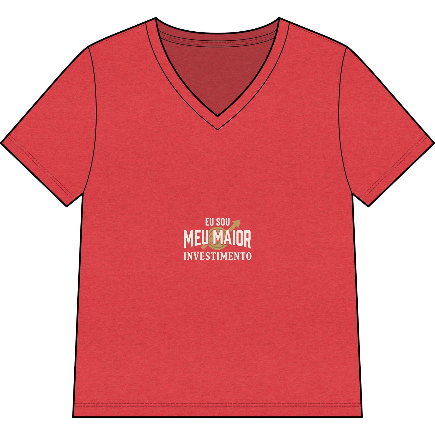 Camiseta Gola V — Top Inspirador Feminino "Eu Sou Meu Maior Investimento"