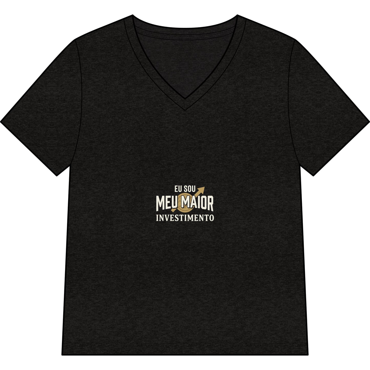 Camiseta Gola V — Top Inspirador Feminino "Eu Sou Meu Maior Investimento"