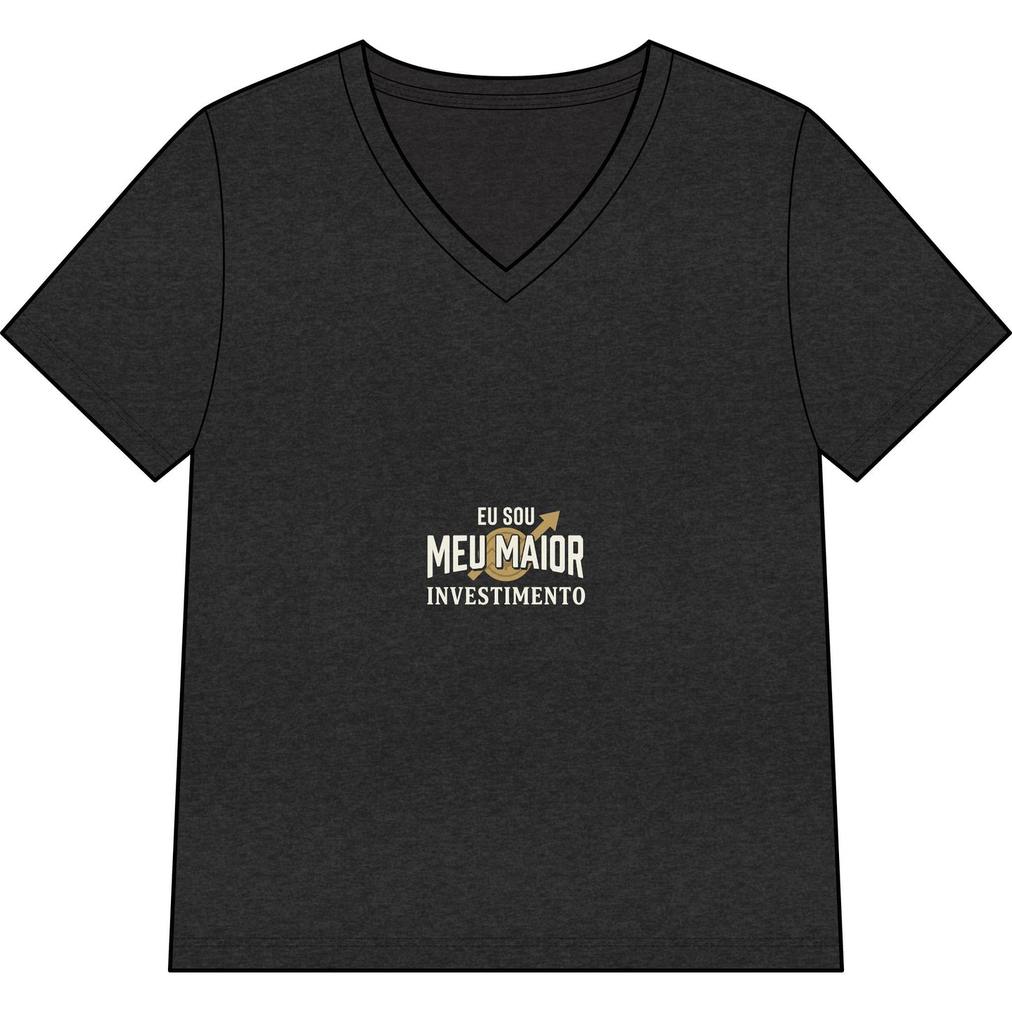 Camiseta Gola V — Top Inspirador Feminino "Eu Sou Meu Maior Investimento"