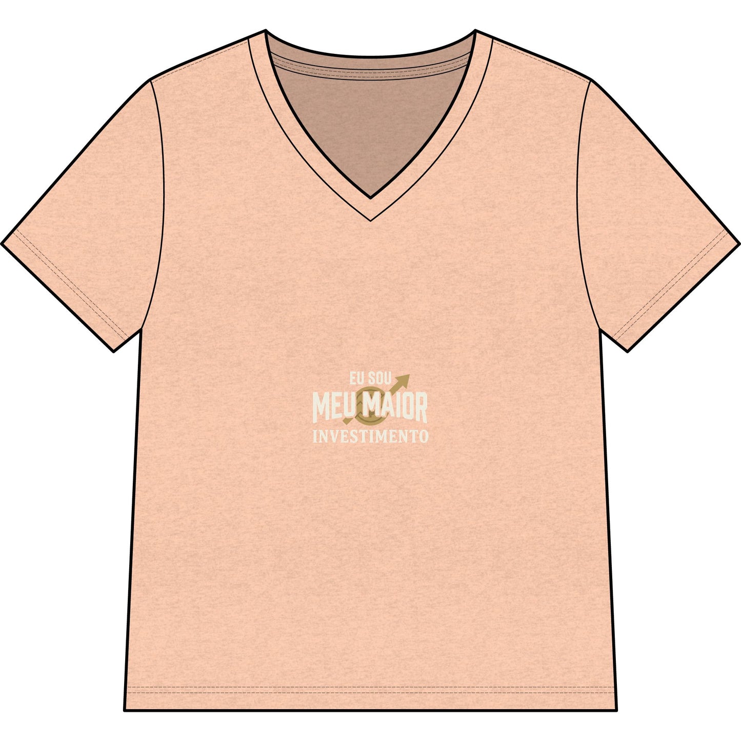 Camiseta Gola V — Top Inspirador Feminino "Eu Sou Meu Maior Investimento"