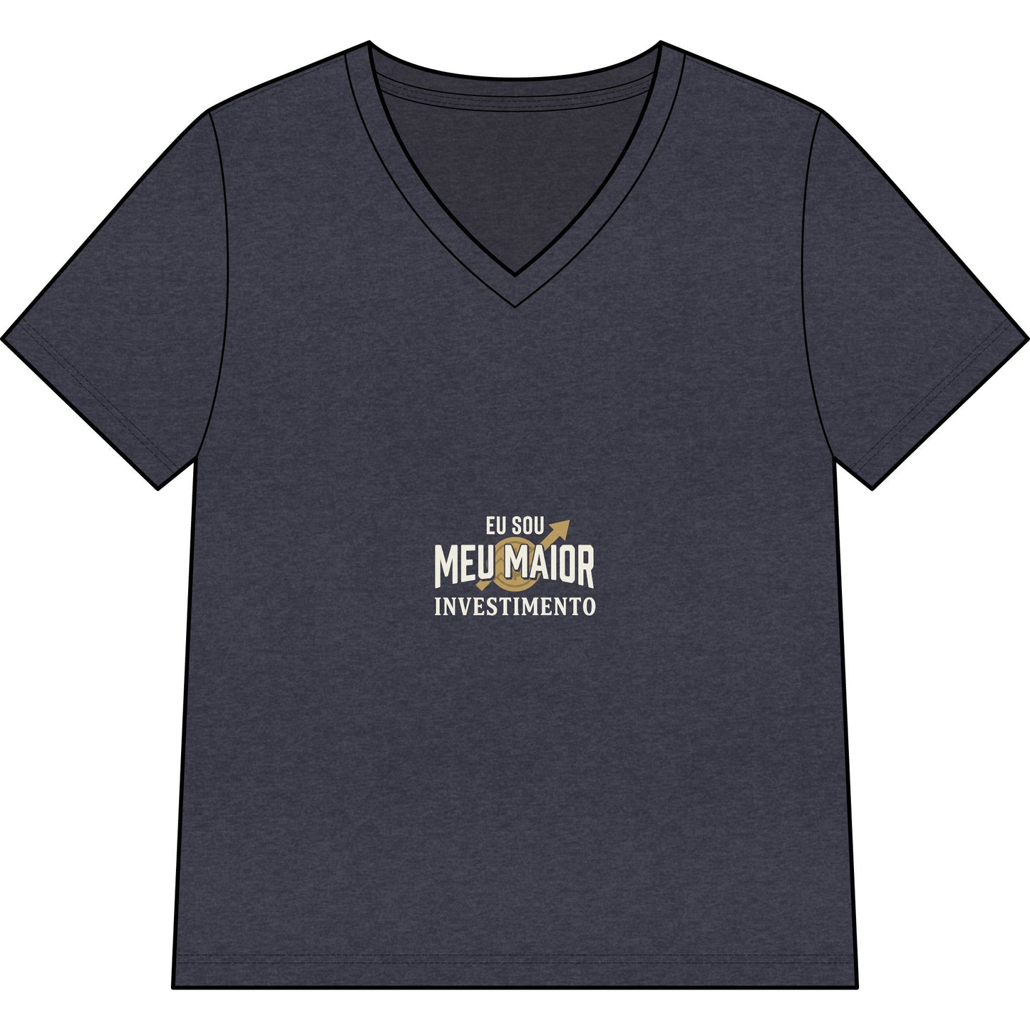 Camiseta Gola V — Top Inspirador Feminino "Eu Sou Meu Maior Investimento"