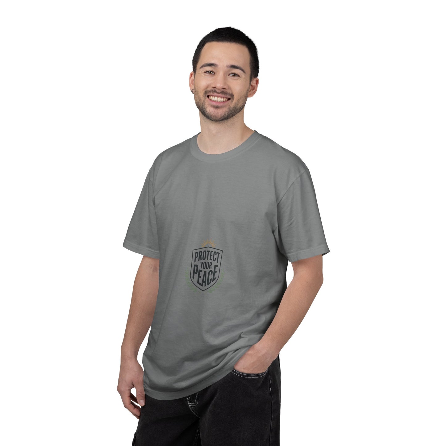 Protect Your Peace T-Shirt — Minimal Shield Graphic, Inspirational Casual Tee
