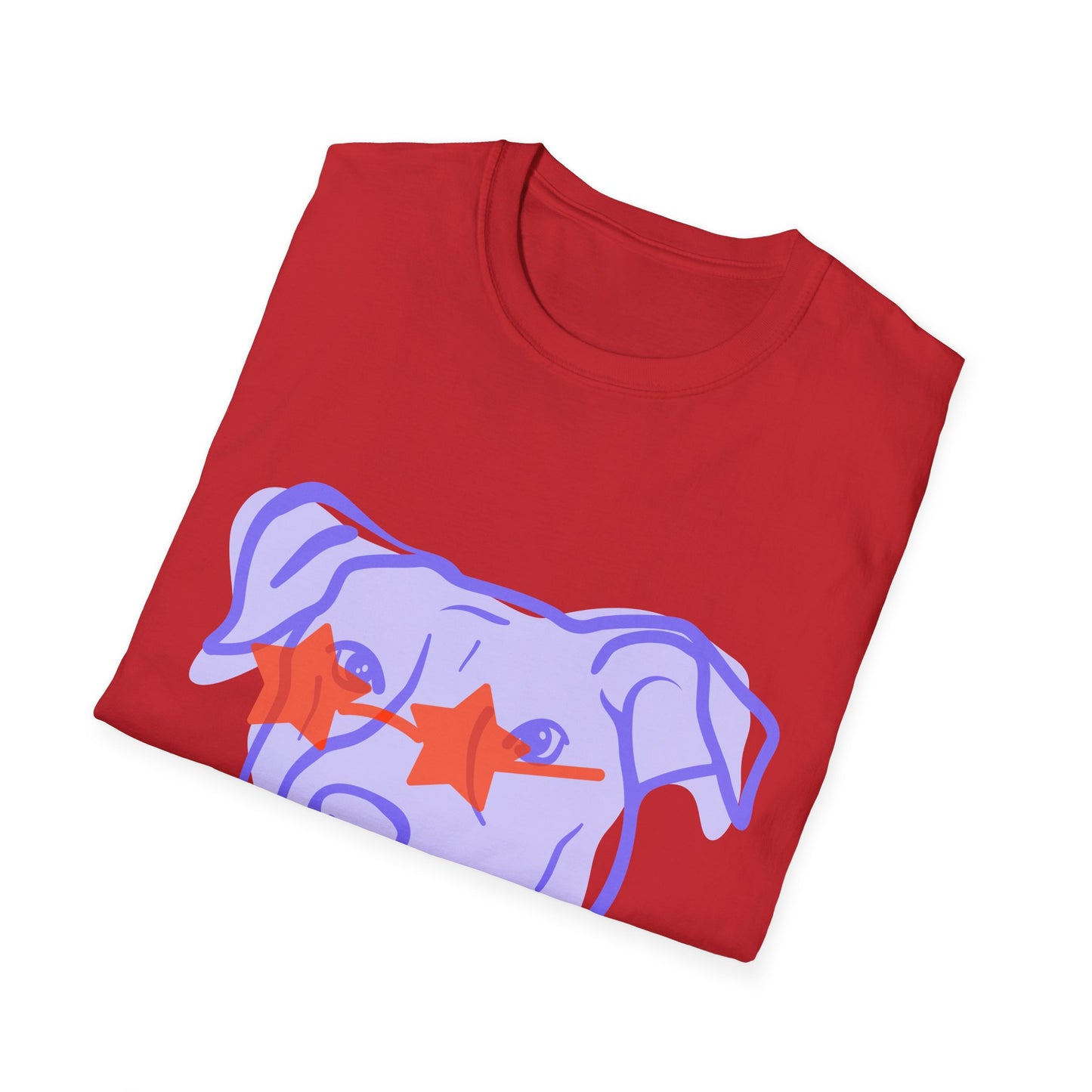 Dog Face T-Shirt — Playful Purple Pup with Star Sunglasses Graphic