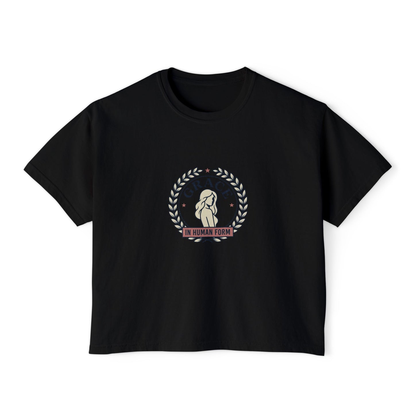 Grace Floral Boxy Tee — "Grace Is Human Form" Graphic
