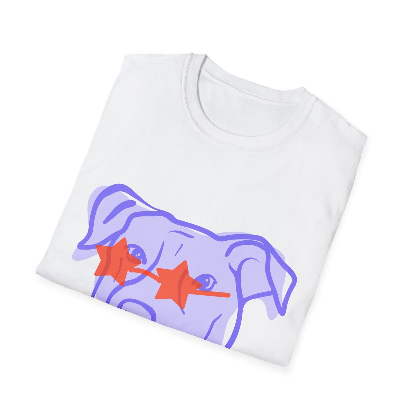 Dog Face T-Shirt — Playful Purple Pup with Star Sunglasses Graphic