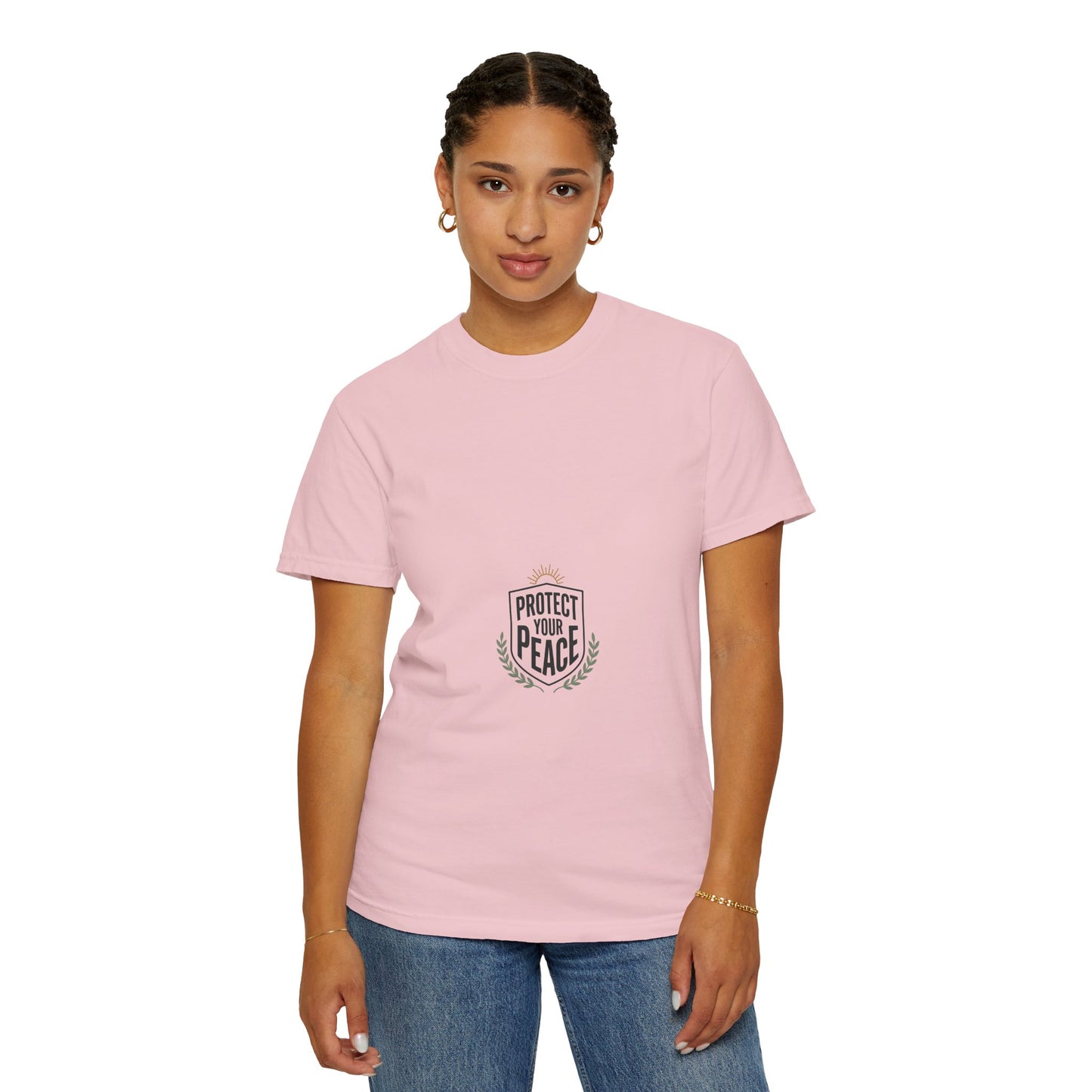 Protect Your Peace T-Shirt — Minimal Shield Graphic, Inspirational Casual Tee